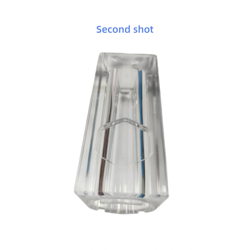 Two-Color PMMA Injection Molded Cosmetic Lipstick Tube Shell, Dual-Shot Transparent Acrylic Cosmetic Packaging Case，Second shot